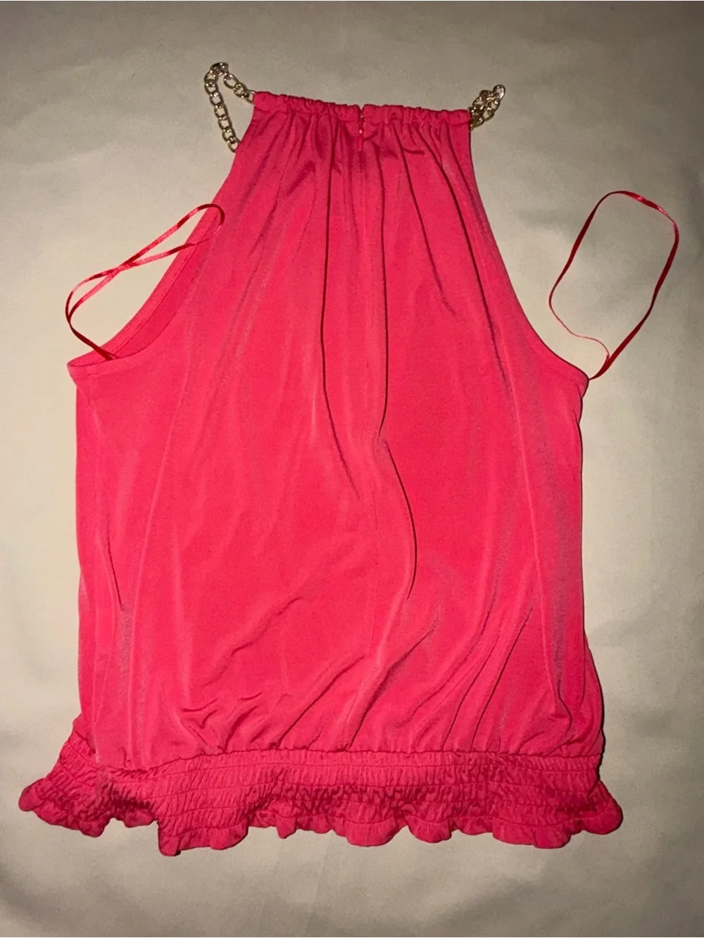 Michael Kors Hot Pink Halter Tank with Gold Chain